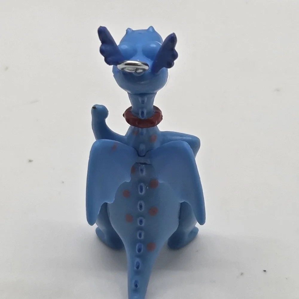 VTG Blue Dragon PVC Keychain Backpack Tag‎ Bag Charm Red Spots Collar Japan